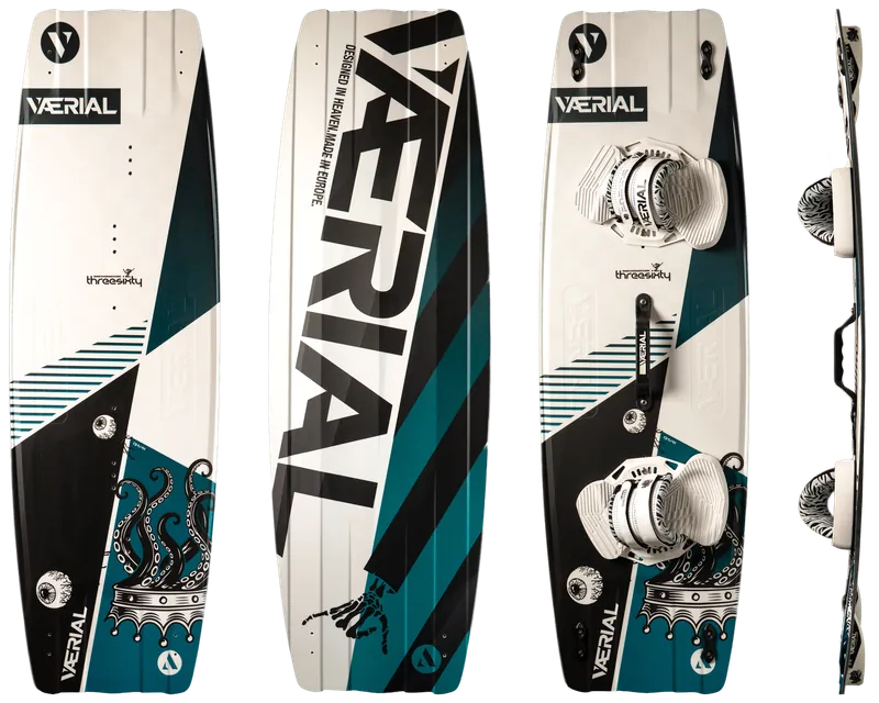VÆRIAL THREESIXTY 134 × 41 cm en Blanco / turquesa: parte superior, inferior y vista lateral